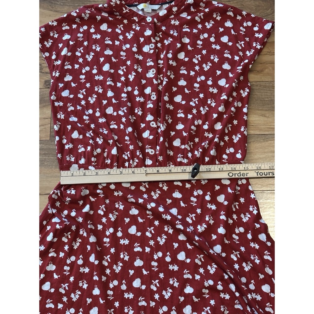 Size 12R BODEN Red White Floral Print Jersey T Shirt Style Skater Dress - Picture 8 of 8